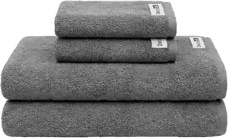 Decolab Jogo de Toalhas Air Light 100% Algodão (Cinza-claro e Cinza-escuro, 4 Peças)