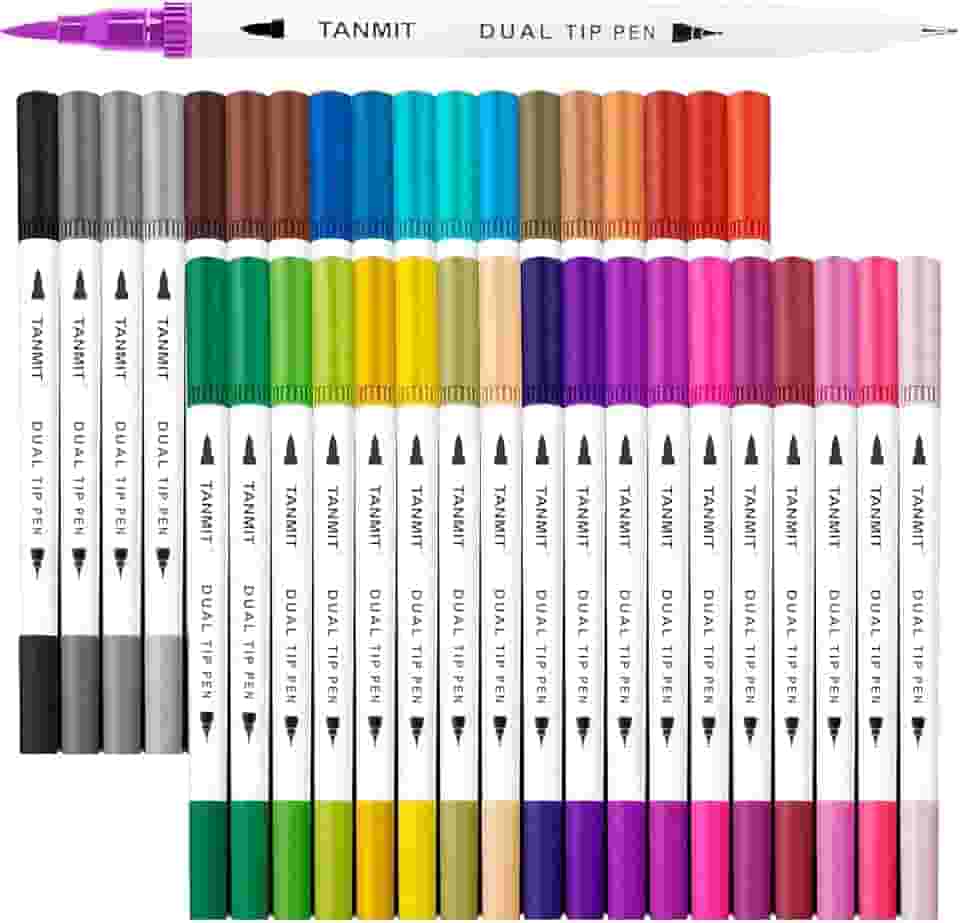 Kit 48 Canetas Brush Pen e Ponta Fina Dual – Canetinhas Coloridas para Desenho, Caligrafia, Arte e Lettering – Marcadores para Colorir Canetinha Colorir e Detalhes - AMAZING ® (Moderno, Pacote, 48)