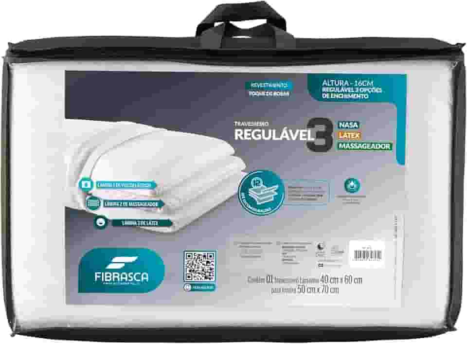 Travesseiro Regulável Visco NASA, Espuma Massageadora e Látex, Personal Mix 3, 50x70 cm, Fibrasca