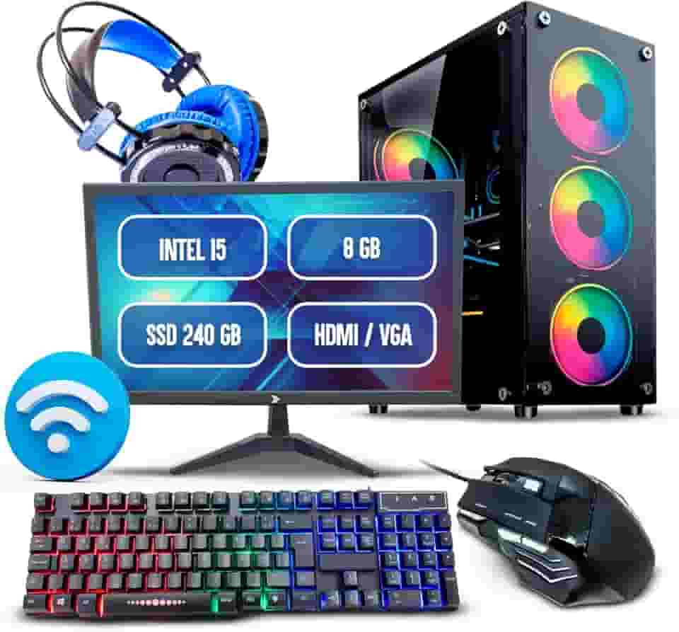 Pc Gamer Cpu Completo I5 8gb Ssd 240gb Monitor 19 Kit Gamer