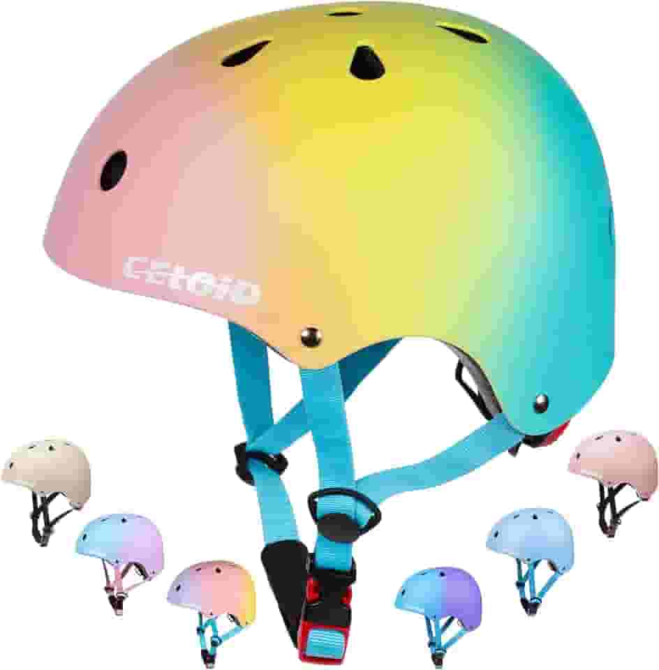 Capacete de bicicleta infantil, capacetes de skate para crianças de 2 a 3 a 5 a 8 a 14 anos de idade, meninos e meninas, ajustável, multiesportivo, bicicleta, skate, futebol, patins, patins