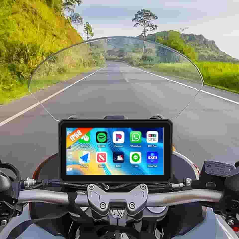 SIXWIN Motocicleta sem fio CarPlay Android Auto 15 cm, suporte TPMS Bluetooth IP68 à prova d'água para motocicleta, navegação GPS, Siri, Google Assistant
