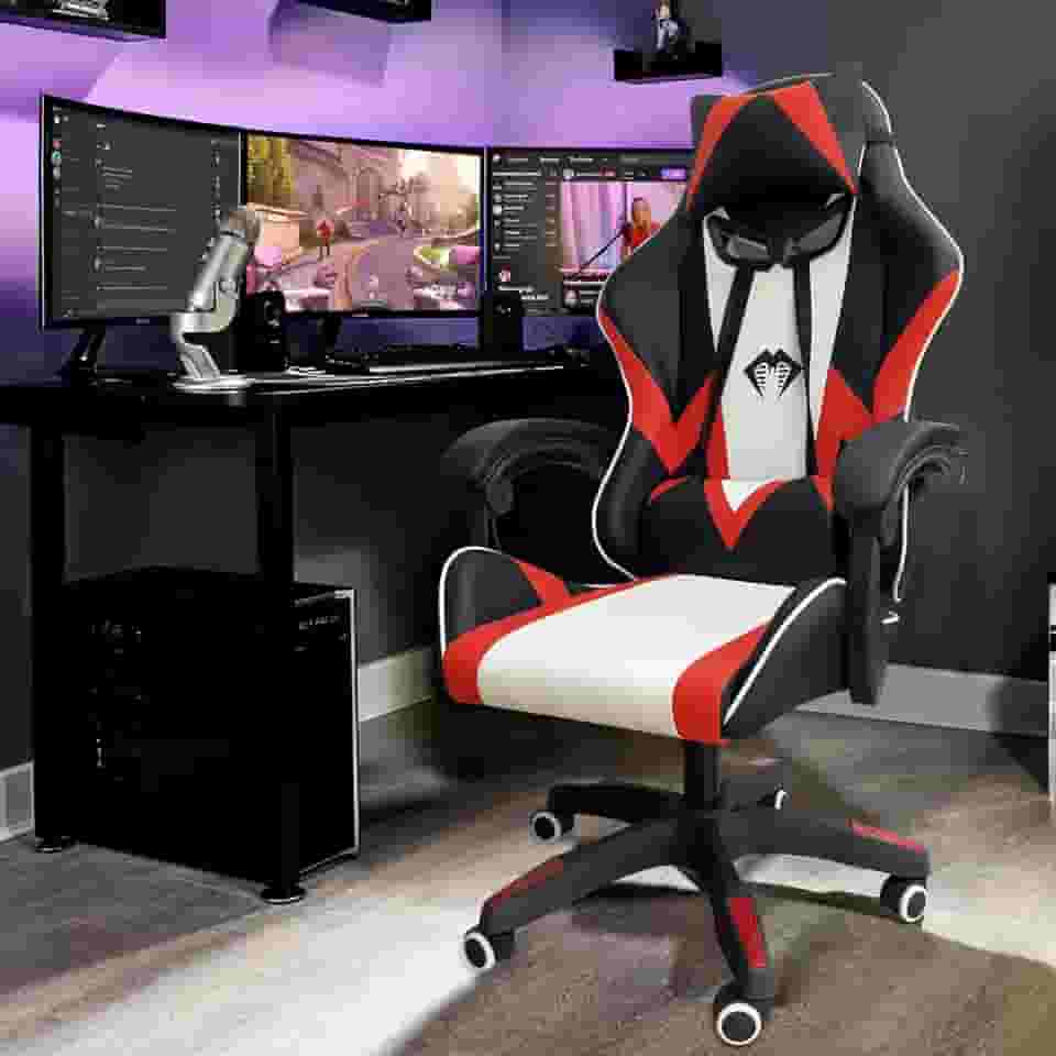 Cadeira Gamer Python Fly, Design Estilo Gamer, Tecido Respirável, Design Ergonômico (Vermelho)