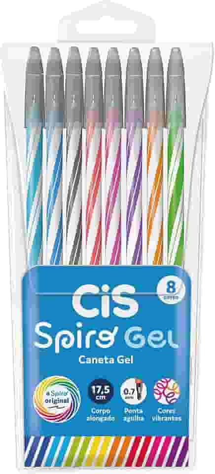 Caneta CIS SPIRO GEL Estojo com 8 Cores