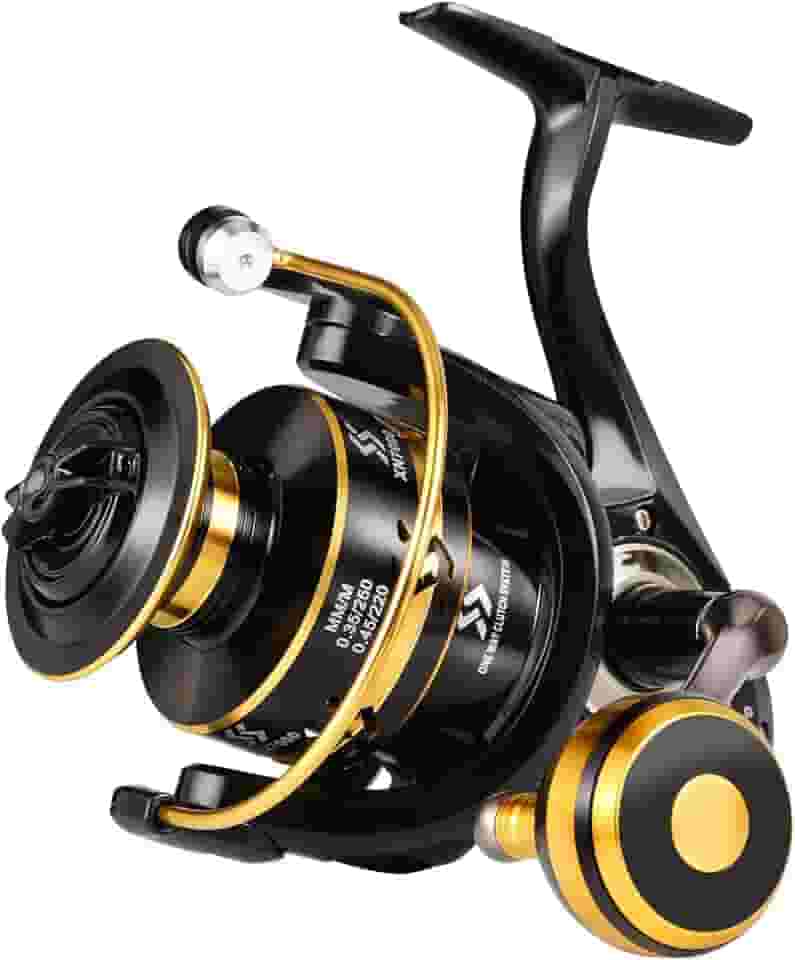 Sougayilang Carretilhas giratórias leves ultra suaves e potentes carretéis de pesca vermelhos, azuis e dourados