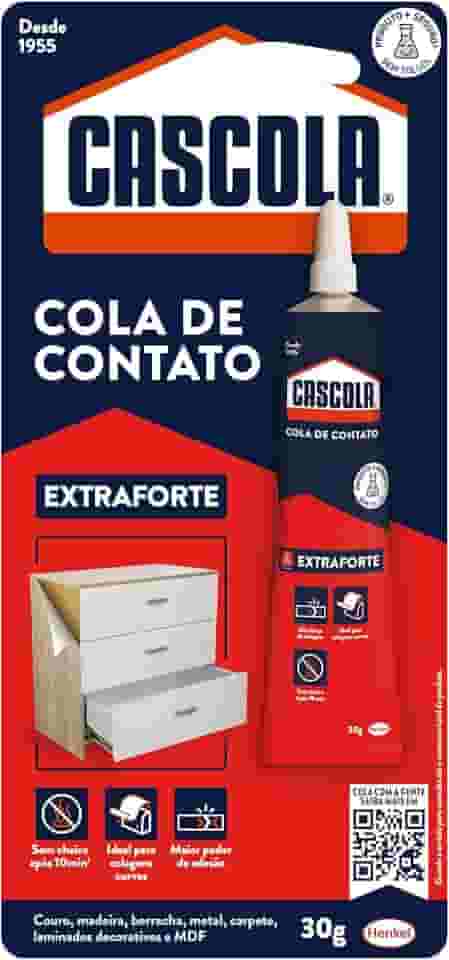 Cascola Extra sem Toluol, Cola de Contato de Alta Resistência, Adesivo de Contato de Secagem Rápida, 1x30g
