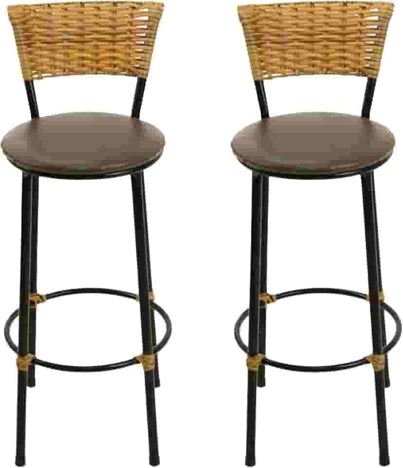 KIT 2 BANQUETAS ALTA COZINHA BAR BALCÃO AREA GOURMET JUNCO VIME (MARROM)