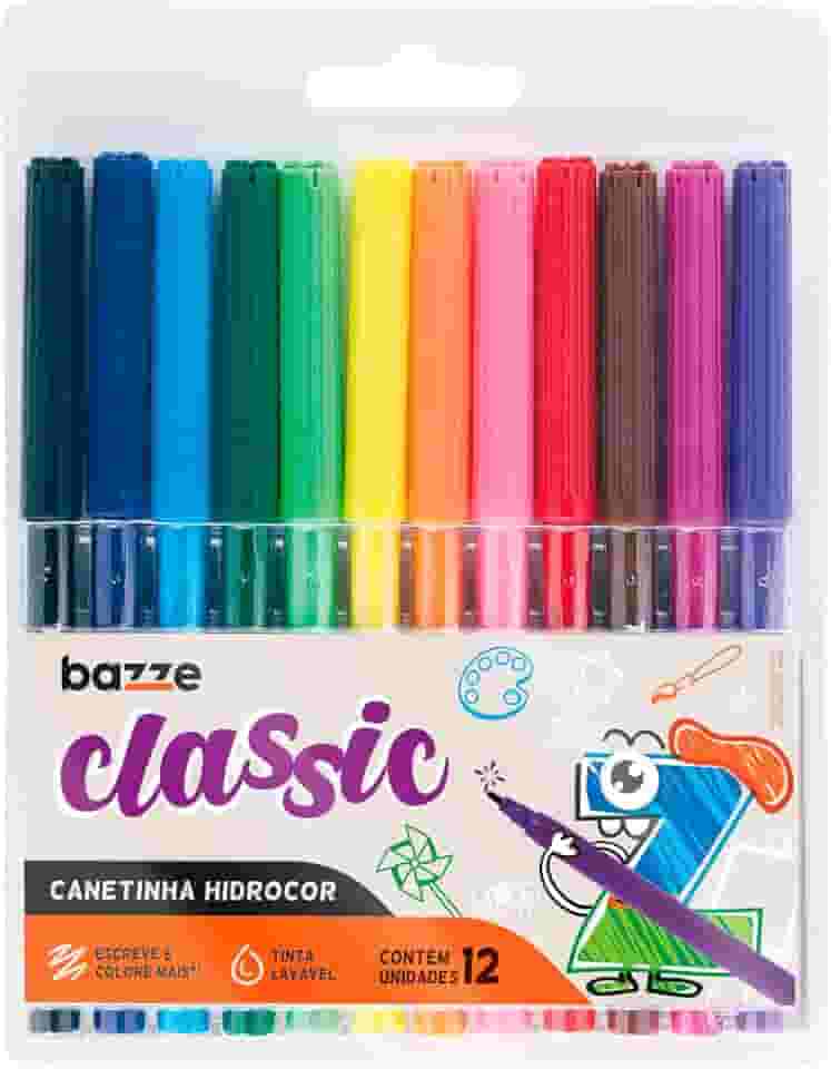 Hidrocor Bazze Ponta Fina Classic 12 Cores