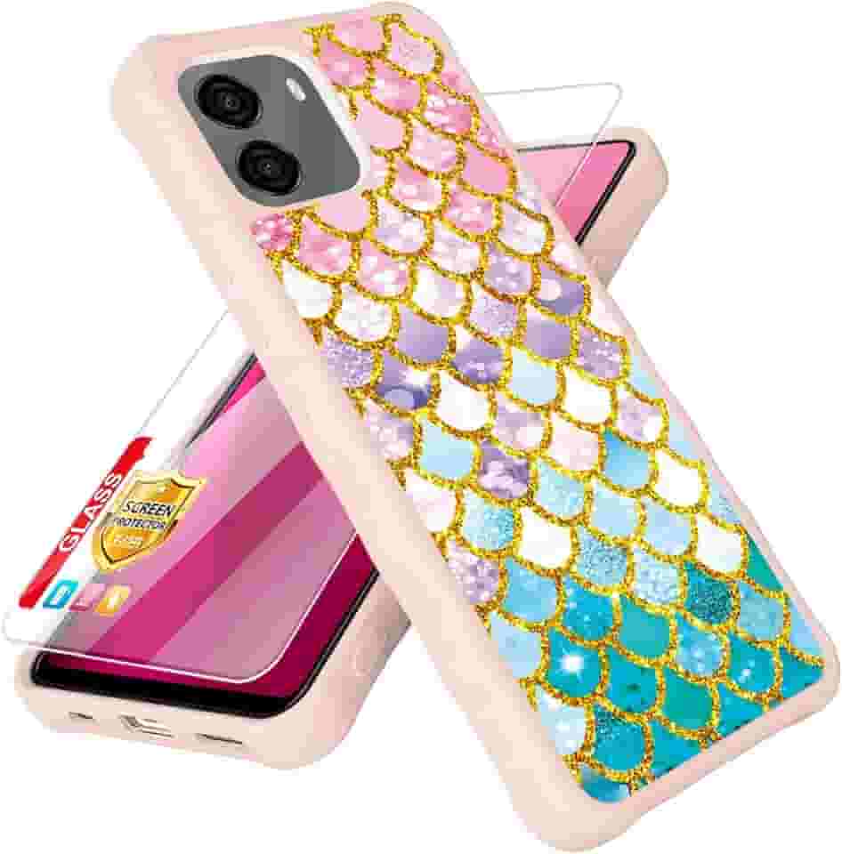 Capa compatível com BLU G35 [com protetor de tela de vidro temperado] [efeito luminoso] para capa de celular BLU G35