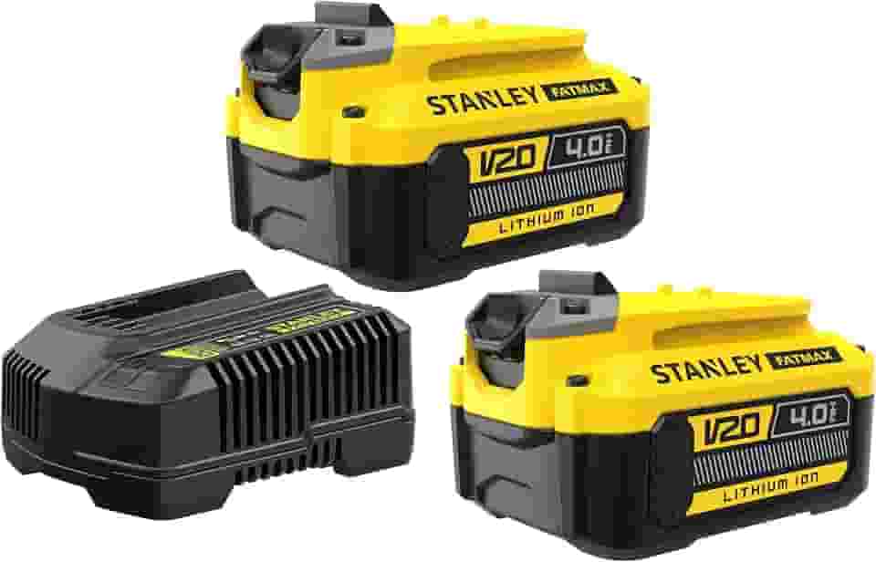Stanley Kit com 2 Baterias e Carregador, Ferramenta com Carregamento Eficiente de 4Ah, Modelo SCB244CK, 20V
