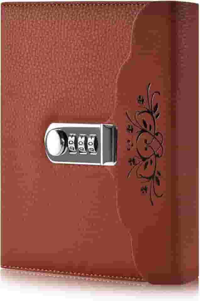 ARRLSDB Lock Diary Caderno de couro para escrever caderno organizador de senha digital com bloqueio diário pessoal (marrom)