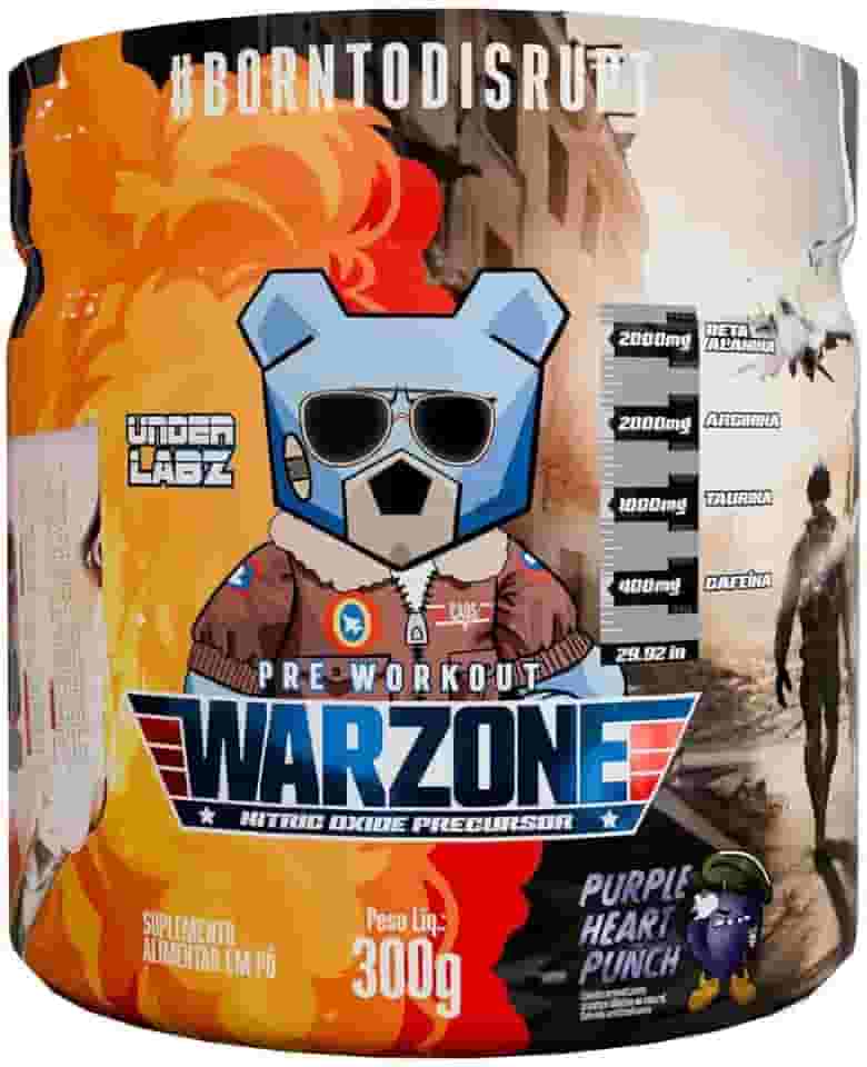 Warzone Pre Workout | Under Labz (300g) – Pré-Treino de Alta Performance com Cafeína, Beta-Alanina e Taurina | 30 Porções (Sabor, Purple Heart Punch)