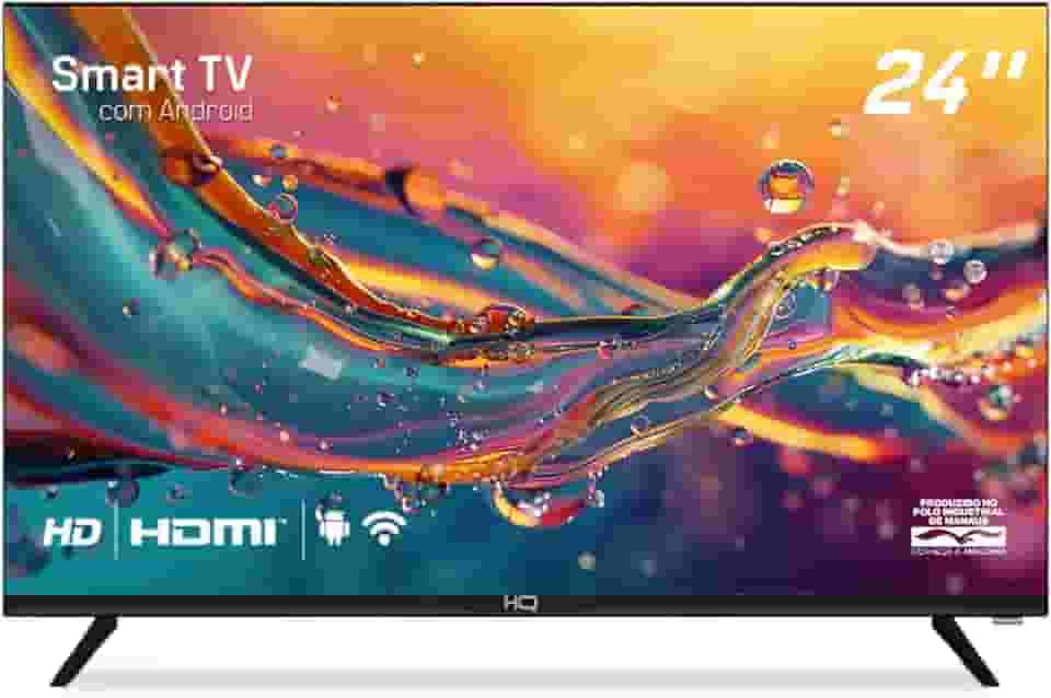 Smart TV HQ 24" HD tela sem bordas Android 12 design slim HQS24NKHM