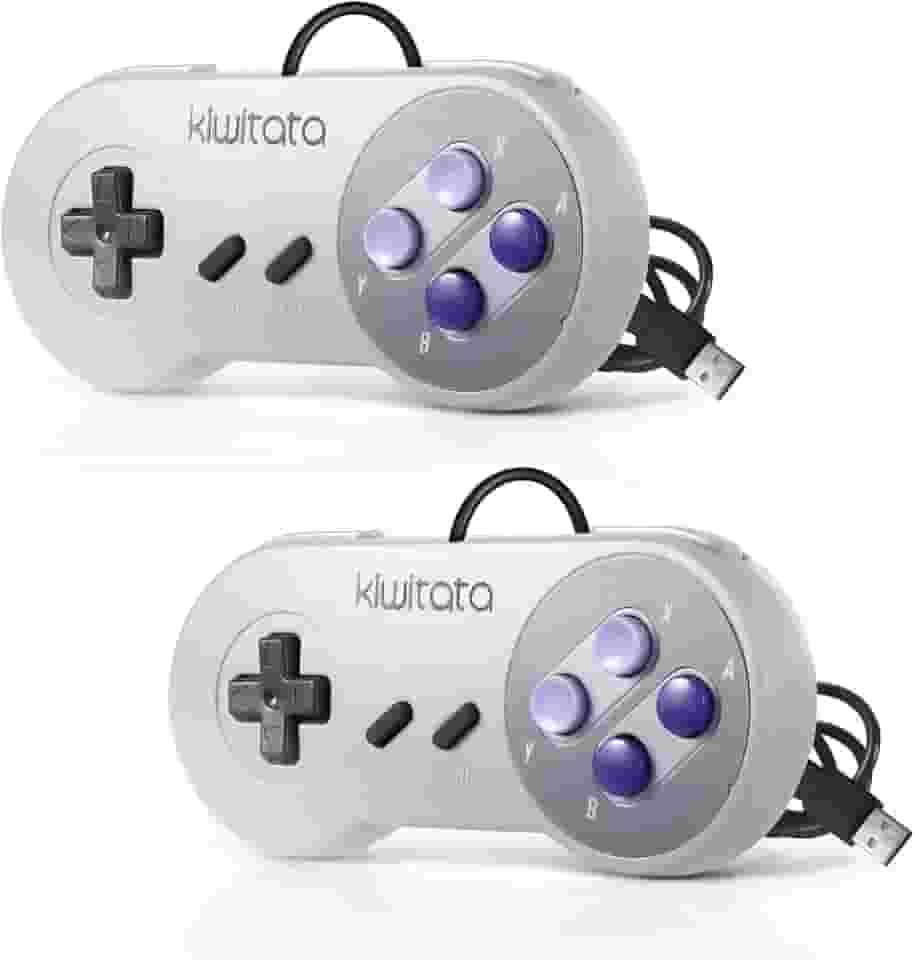KIWITATA 2 controladores USB clássicos SNES para jogos de PC, controle de emulador de jogos USB retrô SNES para Windows XP 7, 8, 11, Mac Raspberry Pi