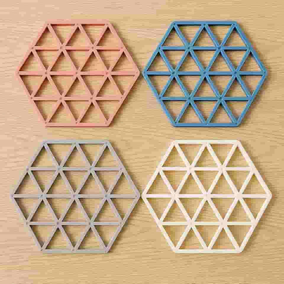 Kit com 4 Descanso De Panelas Silicone Alta Resistência Ao Calor Proteção Para Bancada E Mesa 4 unidades