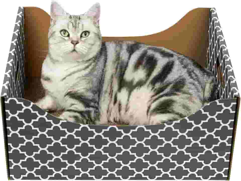 [Ultragrande] Caixa arranhadora de papelão para gatos, cama resistente para arranhar gatos com almofada dupla face, resistente e recarregável, ideal para arranhar e dormir, casa premium para gatos em