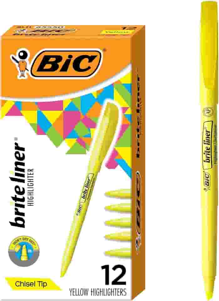 BIC, Marca Texto, Marking, Amarelo Fluorescentes, 12 Unidades