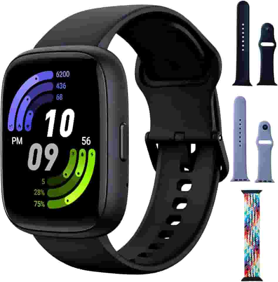 Relogio Smartwatch Feminino e Masculino,Smartwatch GPS,Tela HD de 1,85" Full Touch, Modos Esportivos, Inclui 3 Pulseiras, Compatível com Android iOS amarelo preto