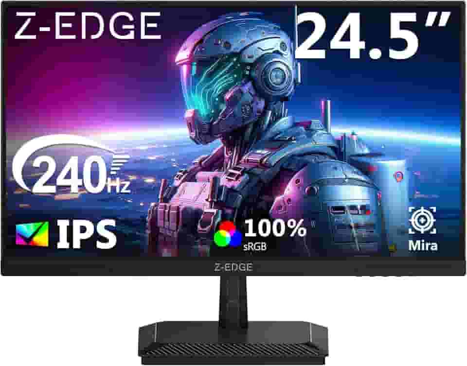 Monitor gamer Z-Edge de 24,5 polegadas e 240 Hz, painel IPS MPRT de 1 ms, monitor LED Full HD, brilho de 350 cd/m², FreeSync, HDMI e DisplayPort