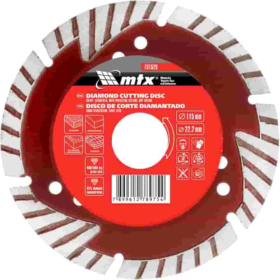 MTX Disco de Corte Diamantado Segmentado 115 x 2,0 x 22,2 mm – Corte Turbo em Pedra, Concreto e Alvenaria, Linha Profissional