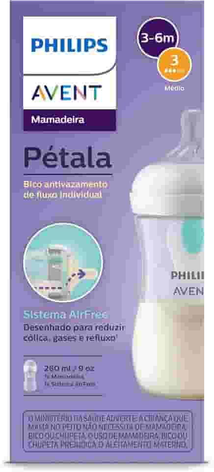 Mamadeira Pétala 3.0 Philips Avent Air Free 260ml 1m+