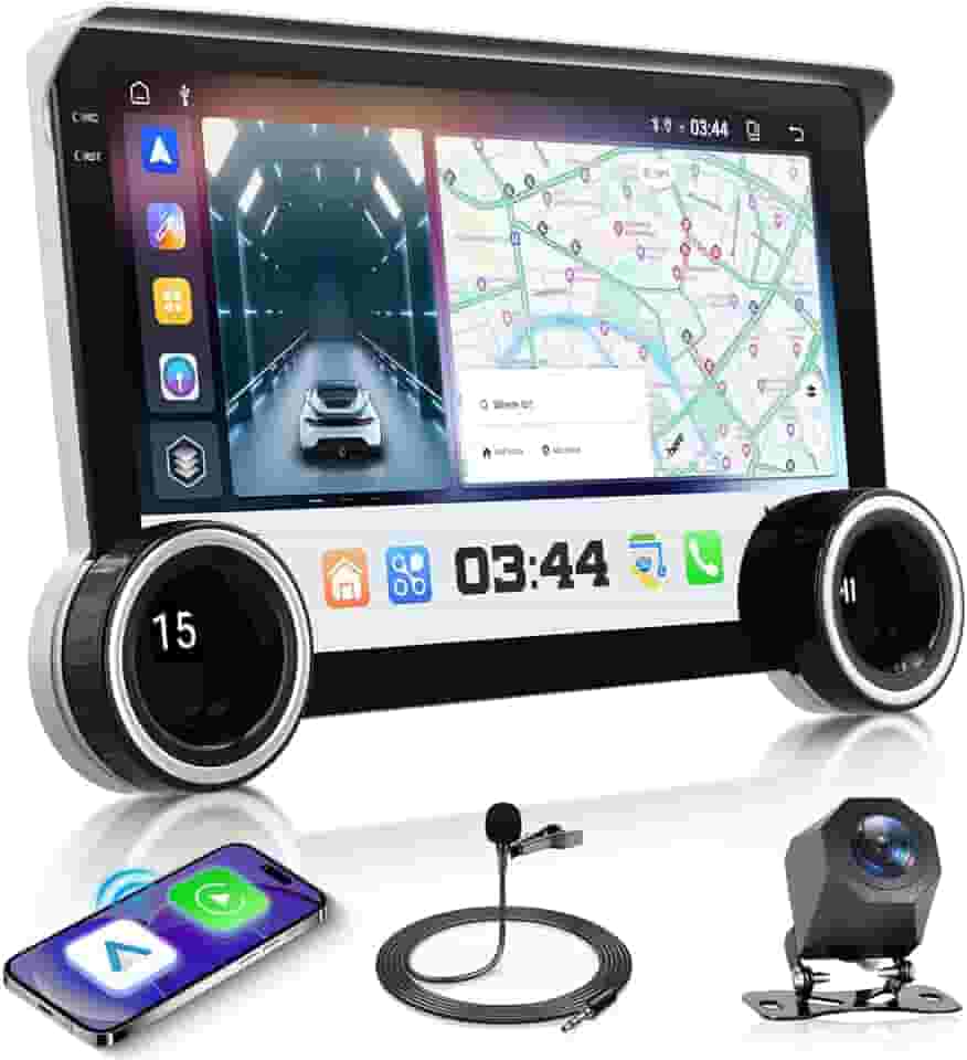 Hodozzy [4G + 64G] Android Estéreo Duplo Din com CarPlay sem fio e Android Auto, tela sensível ao toque IPS de 10,1 polegadas, rádio veicular, BT, EQ, GPS/mapas offline, WiFi, rádio FM/AM/RDS, SWC