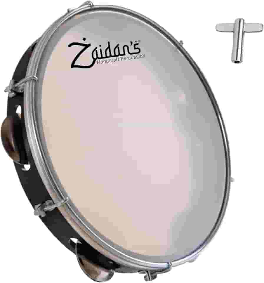 Pandeiro Profissional 10 Polegadas Abs Preto Pele Leitosa Nylon Samba Zaidan's
