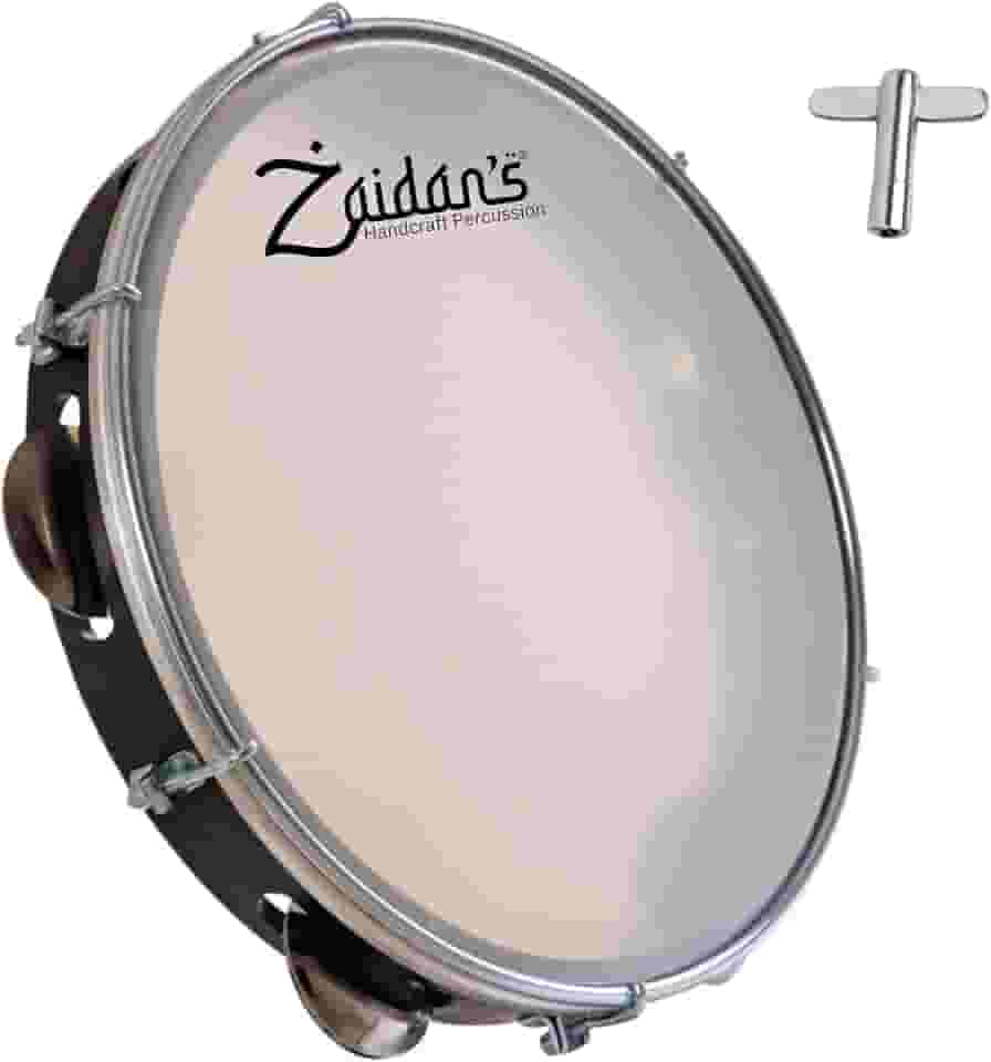 Zaidan’s Pandeiro 10” para Samba e Choro, Pele Sintética, Platinelas em Aço Inox, Corpo Plástico Resistente, Aro Metálico, Acompanha Chave de Afinação