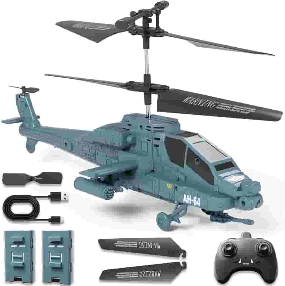 Remote Control Helicopter,Rc Helicopter for Adults&Kids,Military Remote Control Airplane with LED Lights,2 Batteries&USB-C Charging,2 Speed Modes,Altitude Hold,Rc Apache helicopter Gift for Boys