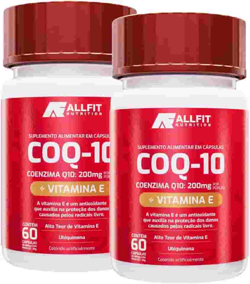 Coenzima Coq Q10 200mg Pura com Vitamina E, 60 cápsulas - All Fit Nutrition (120 Cápsulas (Pacote de 2))