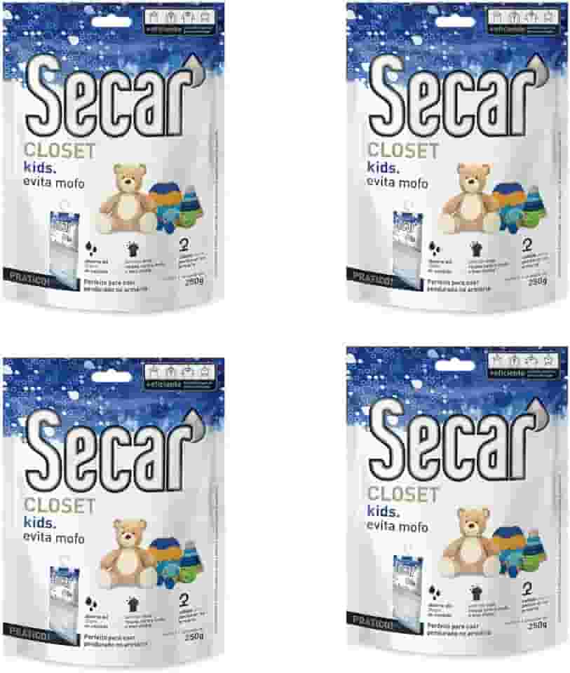 Kit 4 Unid Evita Mofo Desumidificador Anti Mofo Closet Pendurável 250g Kids