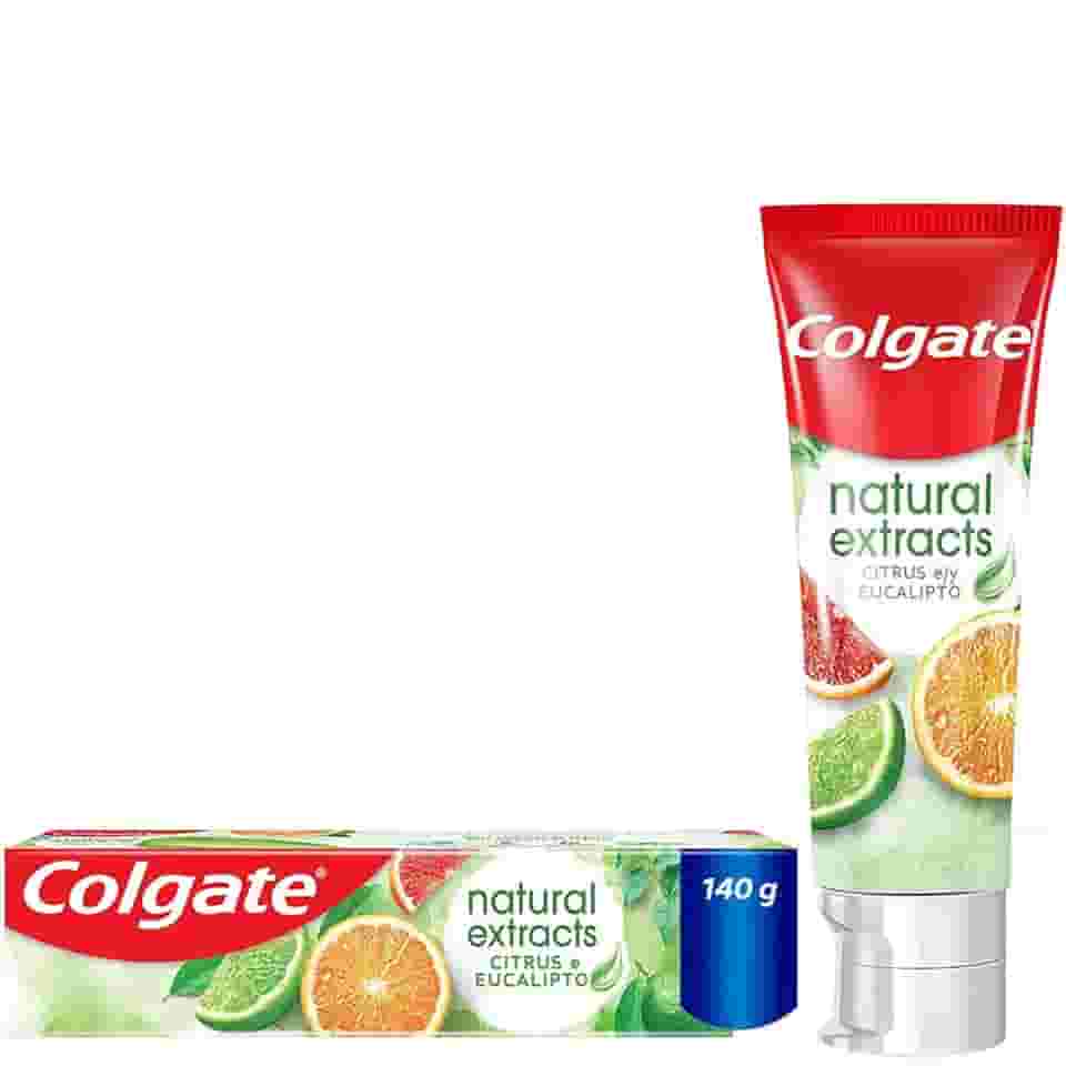 Colgate Creme dental Vegano Natural Extracts Citrus e Eucalipto, Defesa Reforçada, Hálito Fresco, Proteção Anticárie, embalagem reciclável, 140g