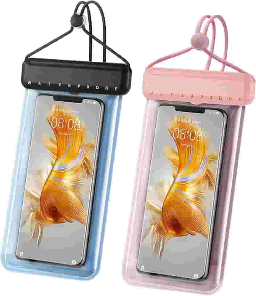 SXunacou [Pacote com 2] Bolsa universal impermeável para celular, IPX8 à prova d'água, bolsa seca para iPhone 15 14 13 12 11 XS XR X Pro Max Plus Mini, sacos secos à prova d'água para mergulho na