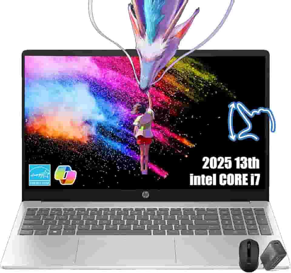 HP Laptop com tela sensível ao toque Full HD de 15,6 polegadas | Intel i7-1355U (Beats i9-10880H) | 32 GB de RAM | SSD de 1 TB | Intel Iris Xe Graphics | Win 11 | Carregamento rápido | Wi-Fi 6 | Com