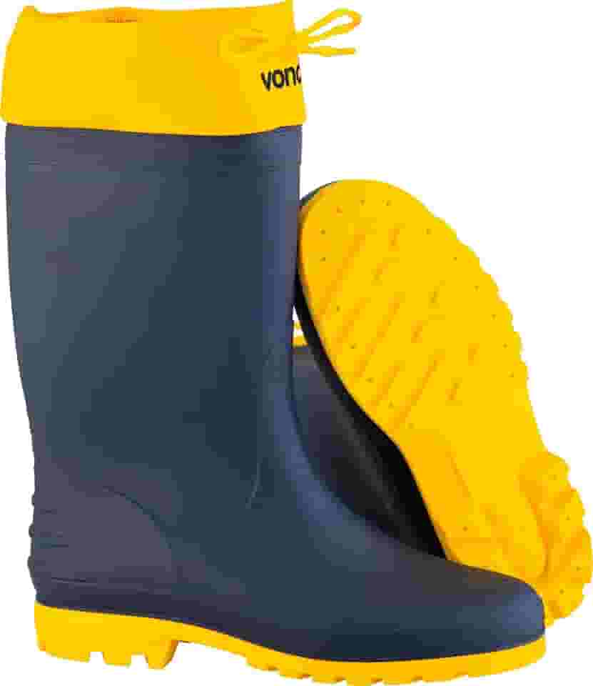 Vonder, Bota De Pvc Azul Com Polaina Amarela, Cano Médio, Sem Forro, 39/40
