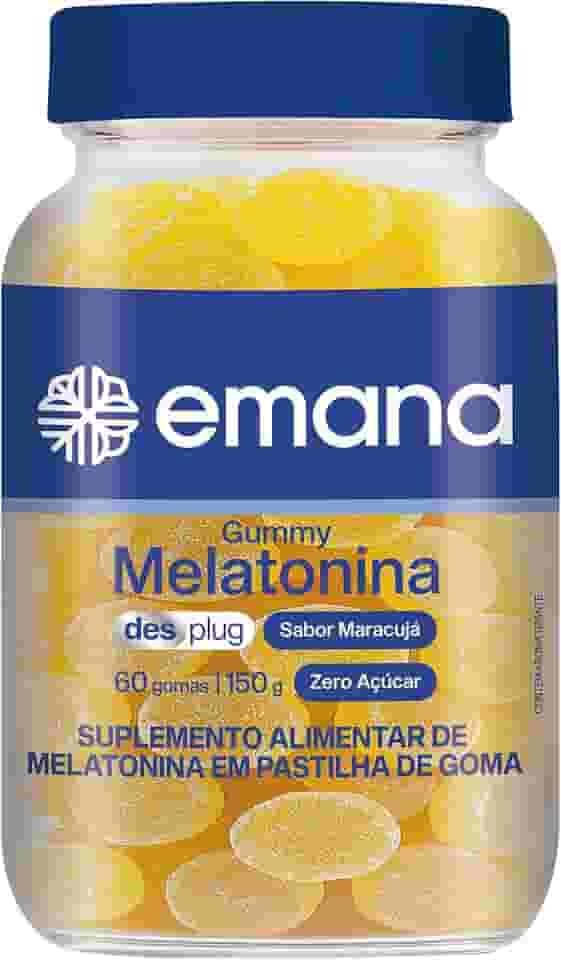 Emana Gummy de Melatonina Desplug Zero Açúcar Sabor Maracujá 60 Gomas - Pote 150g