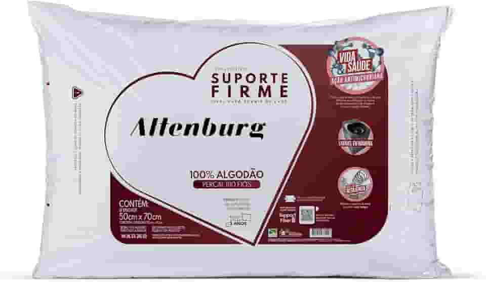 Travesseiro Suporte Firme Altenburg Extra Branco Capa Percal 180 Fios 100% Algodão