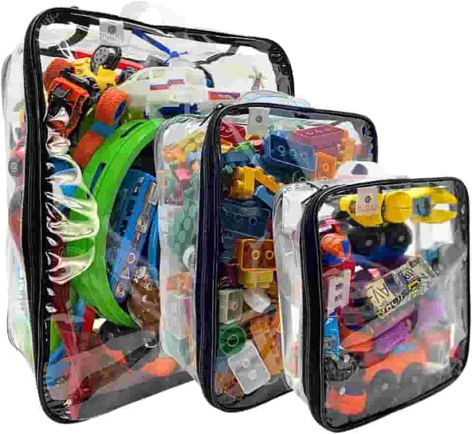 Kit 3 Organizador Brinquedos Ursinhos Carrinhos Empilhável Guarda Roupa C/Zíper Dobravél 1P + 1M + 1 G - bubag (Preto)