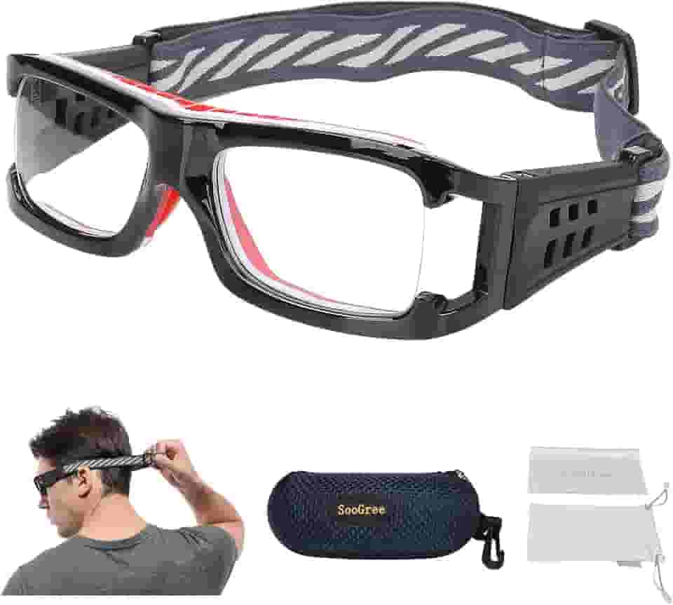Óculos esportivos para basquete, futebol, esportes, óculos de proteção, óculos de segurança, lentes de grau substituíveis