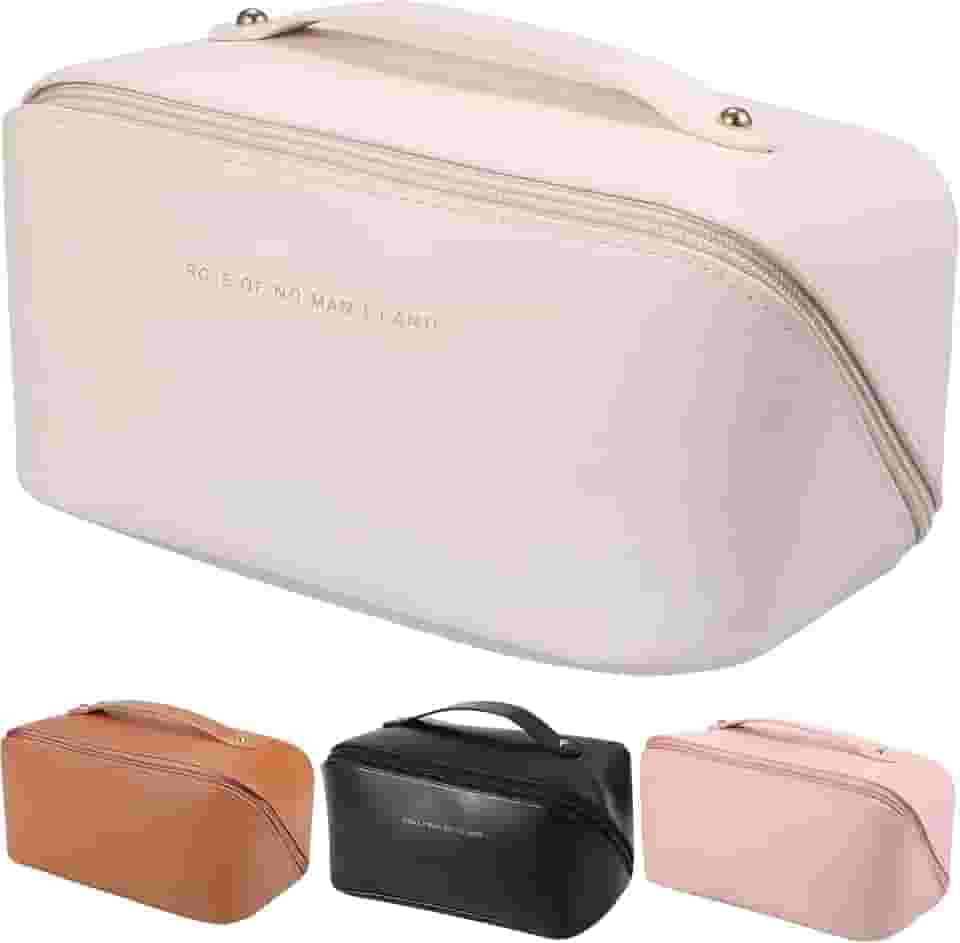 Necessaire Feminina Bolsa Cosmética Organizador Estojo de Maquiagem Grande Espaçosa Blogueira - Marca VIBRANT ® (Branco)