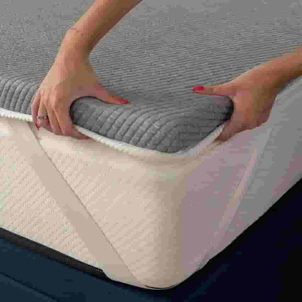 Pillow Top Casal Guldi Dream Espuma D50 Viscoelástica com Alça (5x138x188) Branco e Cinza