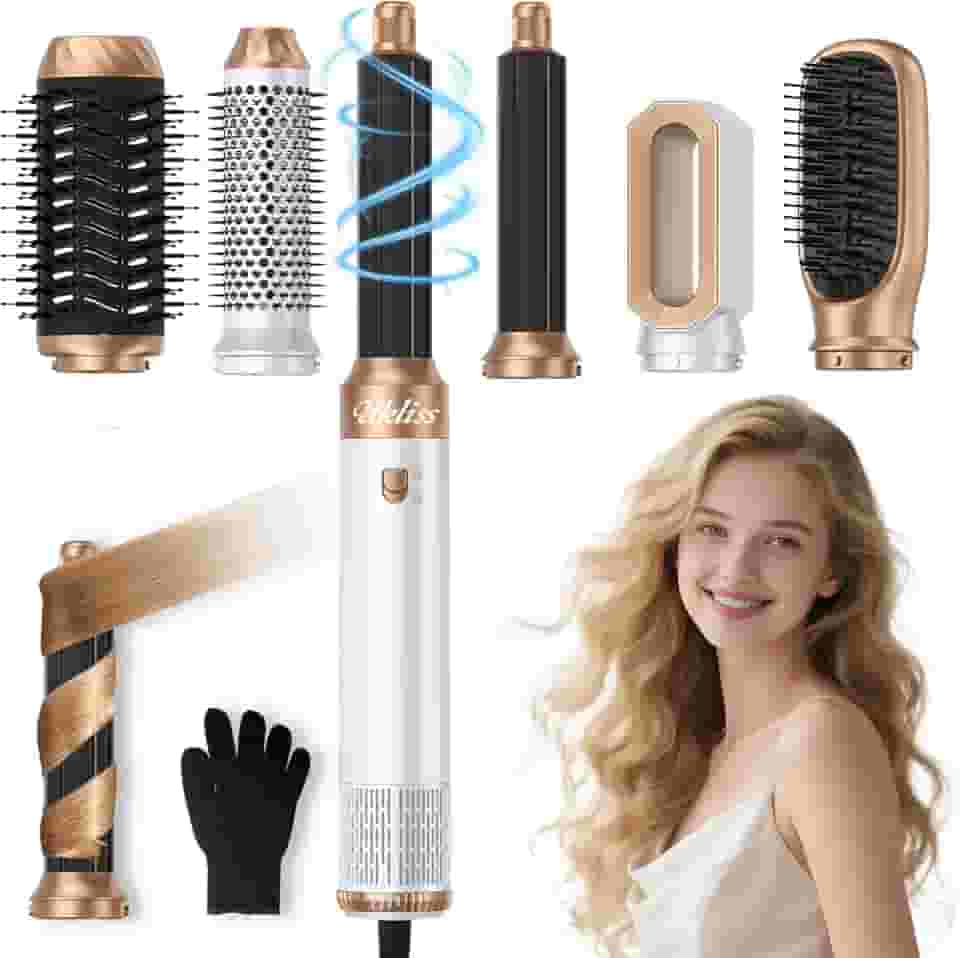 Ukliss Escova para secador de cabelo 6 em 1 e modelador de ar – Secador iônico com alisador automático e escova volumizadora para cabelos finos/grossos, secagem rápida, sem frizz e uso em viagens