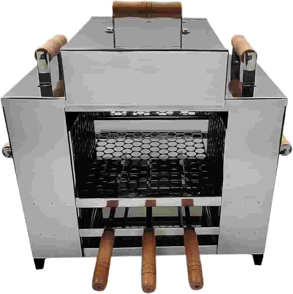 Churrasqueira Ecológica Sem Fumaça Apartamento Grande 3 Andares 2 Grelhas + 3 Espetos Com Tampa a Bafo Bancada Aço Inox