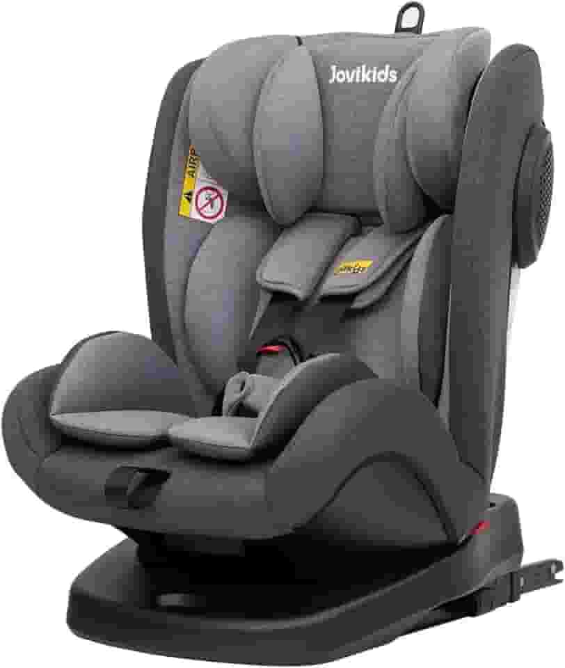 JOVIKIDS Cadeira de Segurança para Carro, Ergonômico, Ajustável para Bebês e Crianças, 3 em 1, De 0 a 12 Anos, Até 36 kg*, Sistema ISOFIX e Top Tether, Rotação 360 graus, Proteção Contra Impactos, Reclinável, Lavável, Modelo Angela. (Cinza)