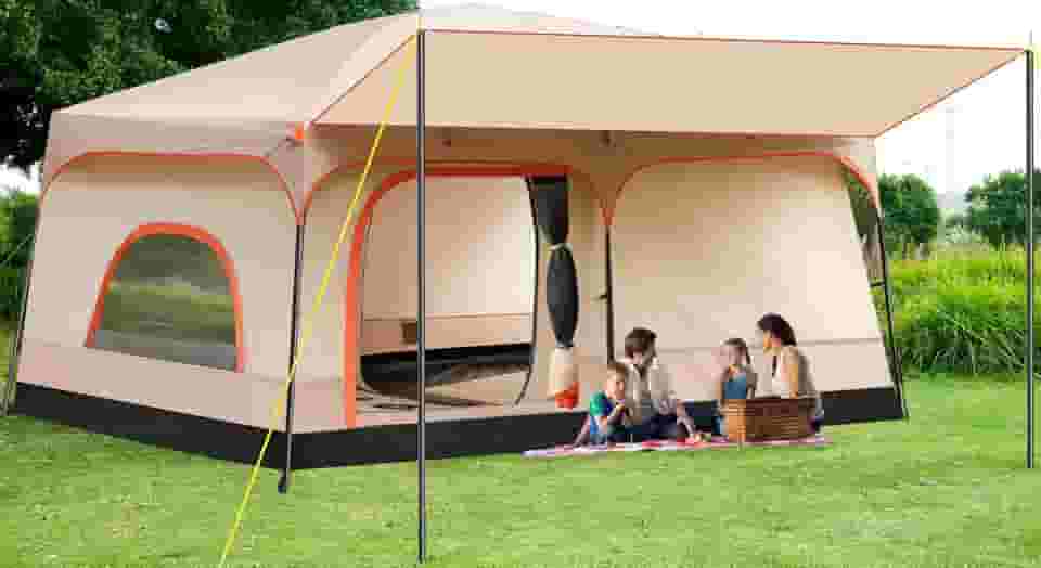 Barraca de Camping Xalhar, Barraca para 12 Pessoas, Barraca de Acampamento, Barraca de Camping Impermeável, Tenda para 8 a 12 Pessoas, 420 * 305 * 200cm