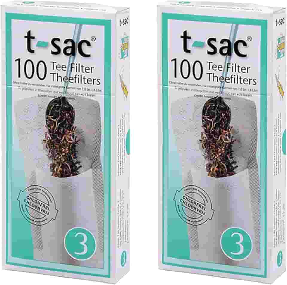T-Sac Sacos de filtro de chá, infusor de chá descartável, tamanho 3, capacidade de 3 a 8 xícaras, conjunto de 200