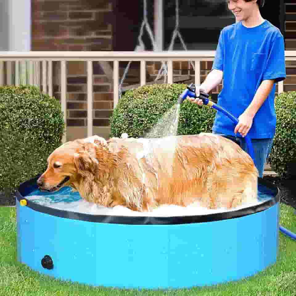 Piscina para Cachorros, Piscina Dobrável para Banho de Cães, Piscina Inflável 160x30CM, Banho para Cães de Plástico Banheira Profissional Dobrável