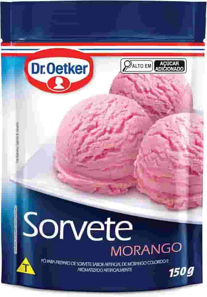 Dr. Oetker Sorvete Sabor Morango, Pó para Preparo de Sobremesa, Consistência Cremosa e Sabor Delicioso, 150g