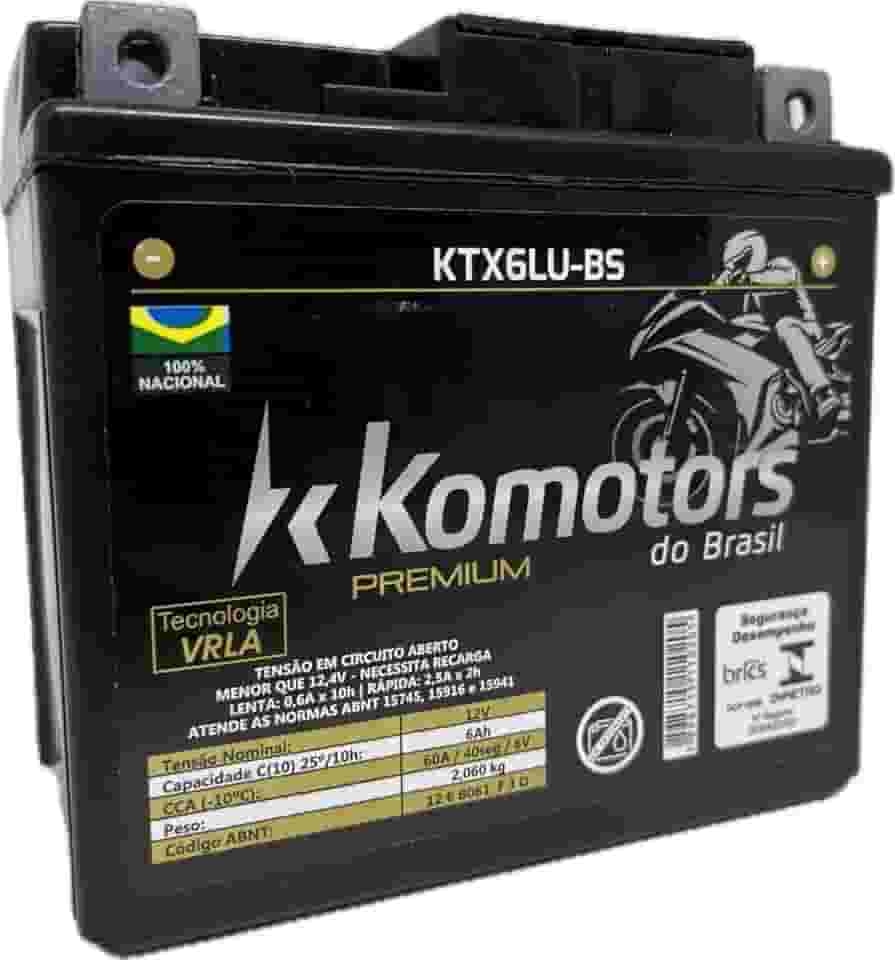 Bateria Moto KP6ahp Biz 110/125 Cg 125/150/160 Komotors Premium 6ah Selada