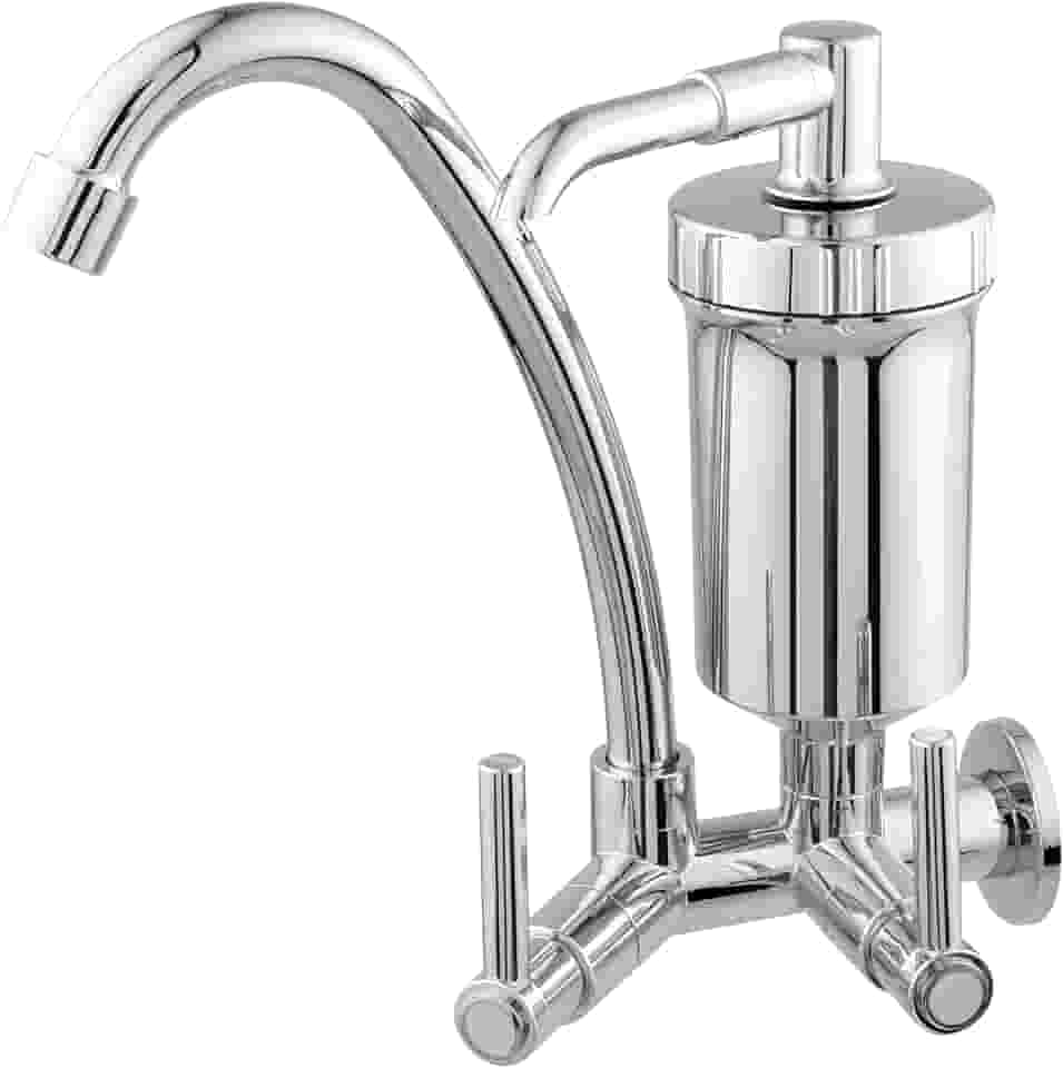 Torneira Bica Móvel Parede Para Cozinha Bica Alta Com Filtro 1/4 De Volta Cromado